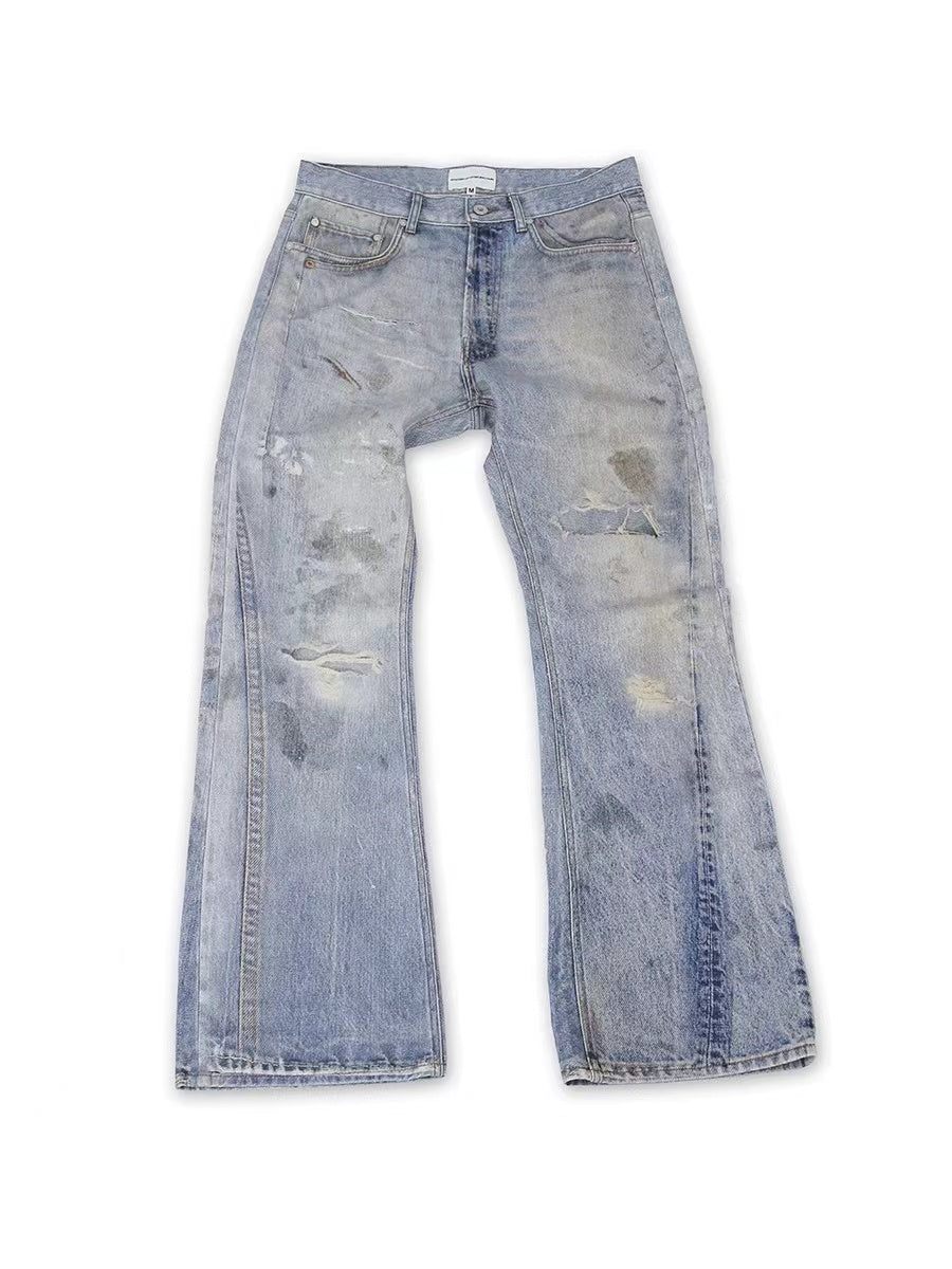 SOD "GRUNGE" DIGITAL PRINTED FLARED JEANS Blue