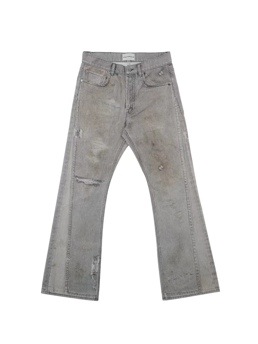 SOD "GRUNGE"DIGITAL PRINTED FLARED JEANS Gray