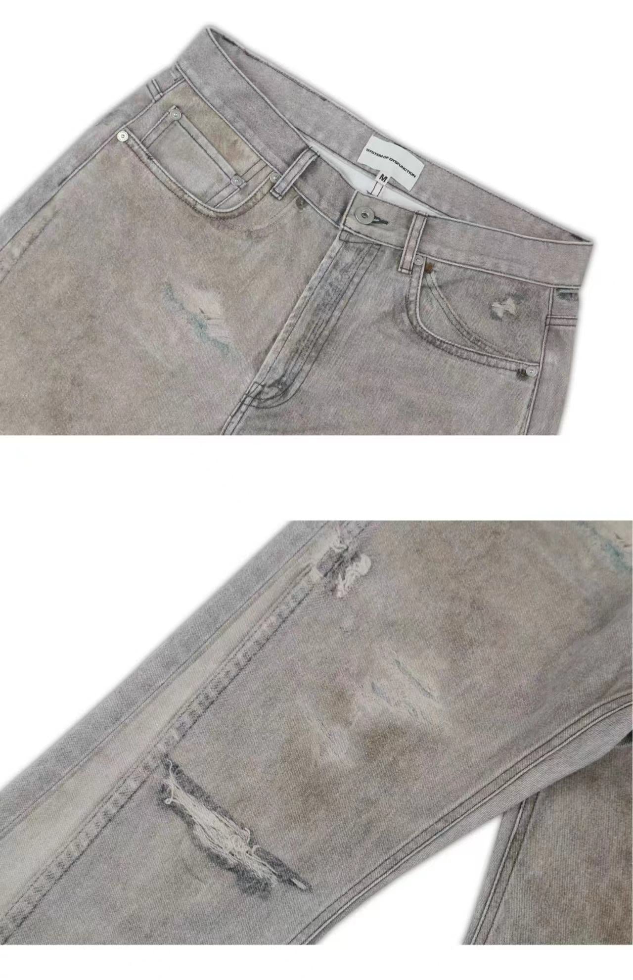 SOD "GRUNGE"DIGITAL PRINTED FLARED JEANS Gray